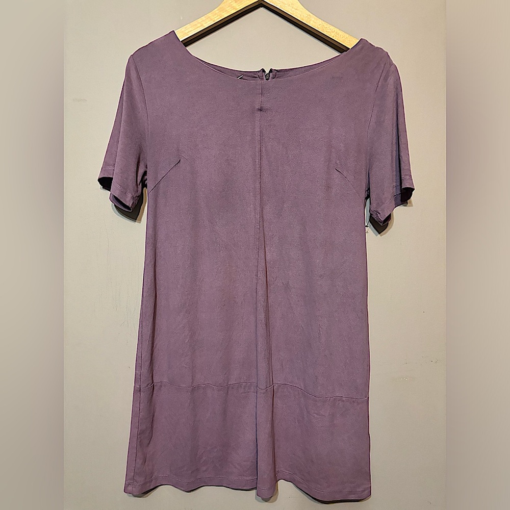 BISHOP + YOUNG Faux Suede Mauve Short Sleeved Shift Dress